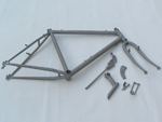 Bicycle crossbar and its components after sandblasting.