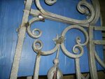 Wrought iron balcony rail after bead blasting (welded parts).