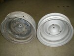 Car rim with and without blasting.